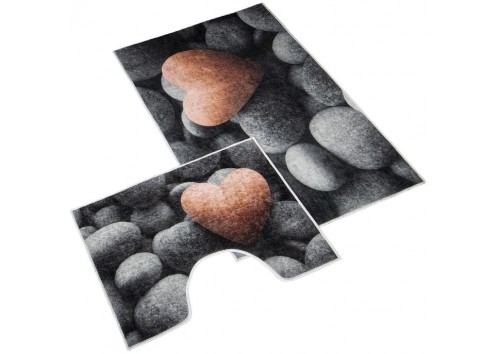 Koupelnová sada předložek 3D 60x100+60x50cm Tmavé kameny